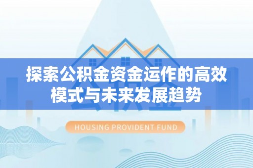 资阳探索公积金资金运作的高效模式与未来发展趋势