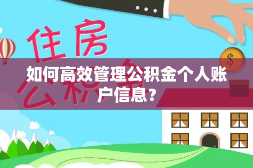 资阳如何高效管理公积金个人账户信息？